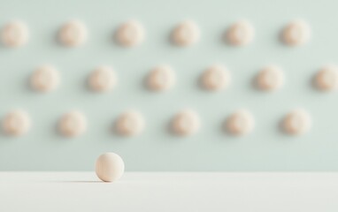 Poster - Minimalist Egg Sculpture on Soft Background Capturing Serene Art Vibes