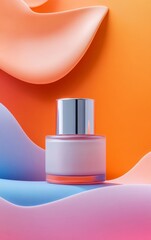 Aufkleber - Pastel Tone Skincare Gender-Neutral Product with Smooth Texture and Melting Pattern Background