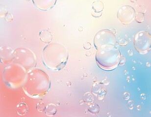 Wall Mural - Graceful Bubbles Suspended in the Air, Reflecting Light with Iridescent Colors
