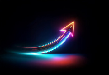 Poster - A glowing neon arrow points upwards, symbolizing growth and progress.