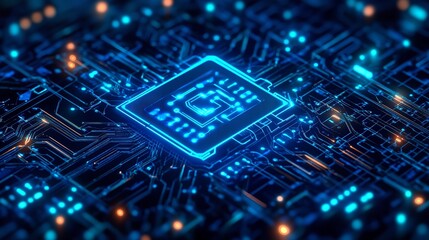 Semiconductor on circuit tech background AI chip lighting