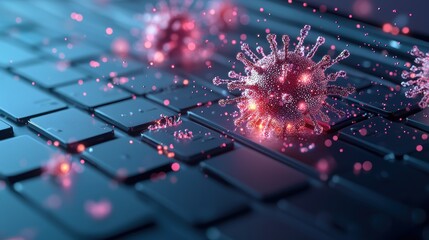 Poster - an abstract visualization of a computer system being cleaned of viruses and malware, represented by 