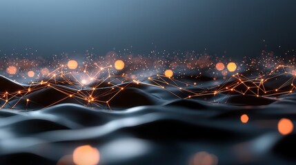 Poster - an abstract representation of a neural network, with interconnected nodes and synapses, symbolizing 