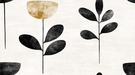 Poster - Abstract Floral Seamless Pattern in Neutral Tones
