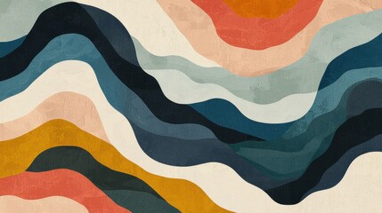 Poster - Abstract Waves of Colorful Curves and Textures