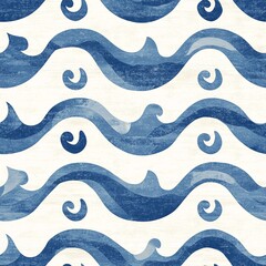 Poster - Blue Wave Pattern on Light Background