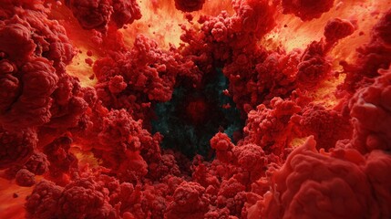Poster - Abstract Red and Black Smoke Explosion Background