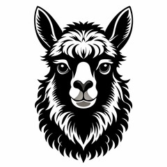 silhouette of an alpaca head vector black animal illustration on a white background