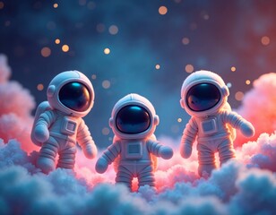 Wall Mural - Creatures Floating in Space, Mysterious Life Forms Drifting Among Stars and Galaxies