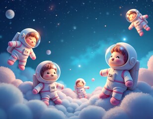 Wall Mural - Creatures Floating in Space, Mysterious Life Forms Drifting Among Stars and Galaxies