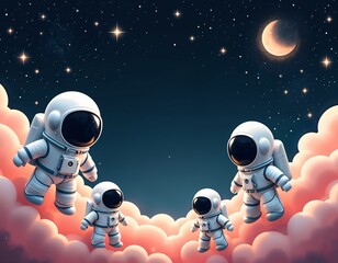 Wall Mural - Creatures Floating in Space, Mysterious Life Forms Drifting Among Stars and Galaxies