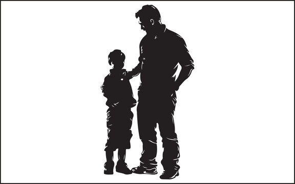 father's day silhouettes and black vector 