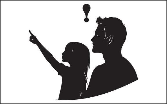 father's day silhouettes and black vector 