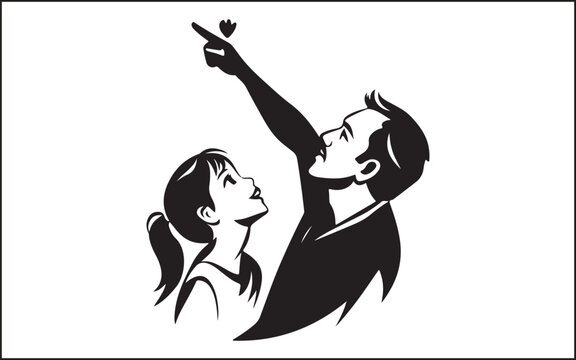 father's day silhouettes and black vector 