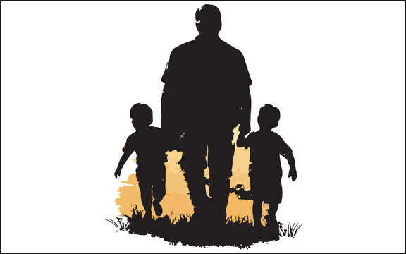 father's day silhouettes and black vector 