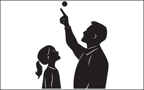 father's day silhouettes and black vector 