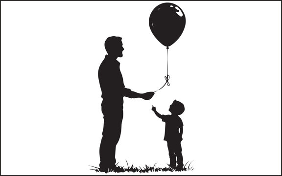 father's day silhouettes and black vector 