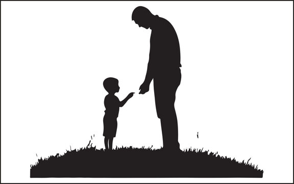 father's day silhouettes and black vector 