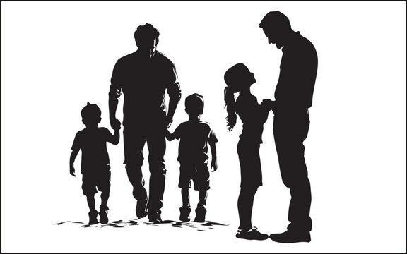 father's day silhouettes and black vector 
