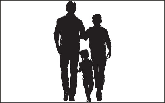 father's day silhouettes and black vector 