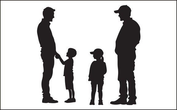 father's day silhouettes and black vector 
