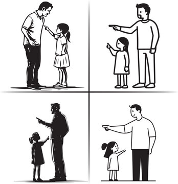 father's day silhouettes and black vector 