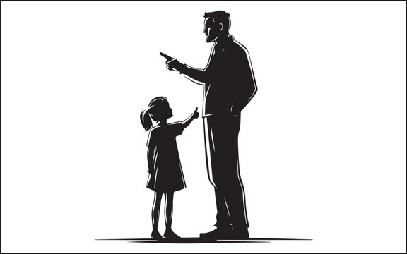 father's day silhouettes and black vector 