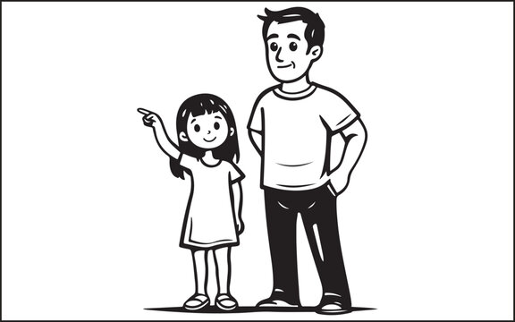 father's day silhouettes and black vector 