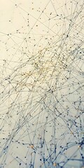 Poster - An abstract representation of interconnected lines and nodes, creating a web-like pattern with a soft gradient background, featuring hues of blue, gold, and white.