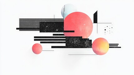 Poster - Metallic Geometric Shapes Floating in Space