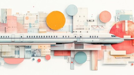Poster - Abstract Transportation Collage with Minimalist Design