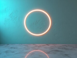 Canvas Print - Neon Circle on Wall.