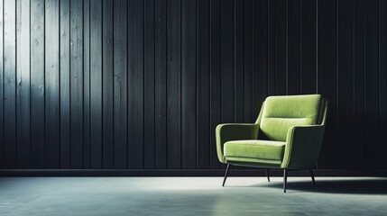 Wall Mural - Green Chair in Dark Room