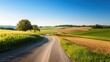 © FoxGrafy - Serene winding road through lush agricultural landscape