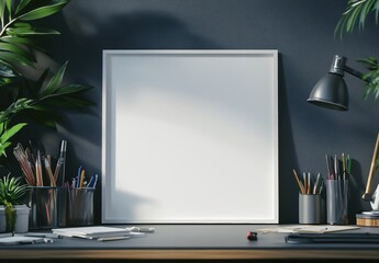 Mockup Blank Frame Desk.