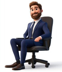 Poster - Cartoon Businessman Chair.