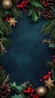 © Kamil - Festive Christmas and New Year Background with Holly and Mistletoe