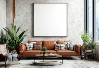 Wall Mural - Modern Living Room Mockup.