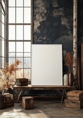 Wall Mural - Rustic Interior Mockup.