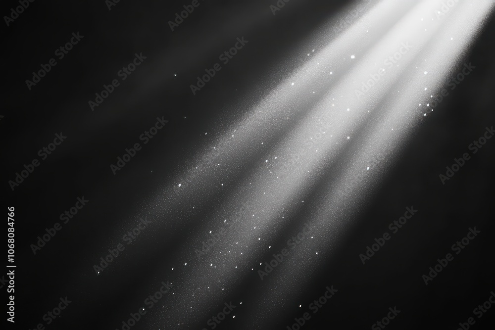 White light rays with a glow effect on a transparent black background ...