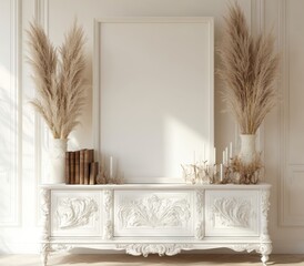 Wall Mural - White Console Table Mockup.