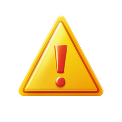 Poster - 3D Yellow Triangle Alert Icon with Exclamation Mark