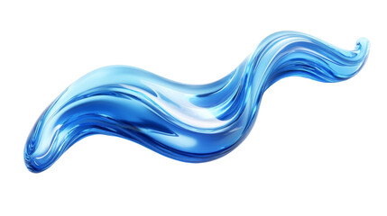 Poster - 3D Abstract Blue Holographic Wave Icon - Iridescent Fluid Shape