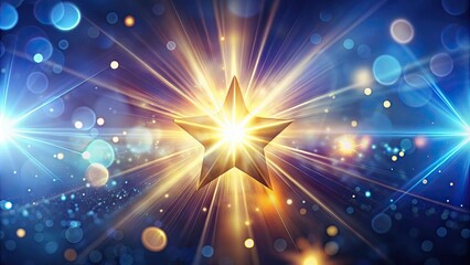 Wall Mural - Star with lens flare and bokeh effect on abstract light background, star, lens flare, bokeh, abstract, light, bright