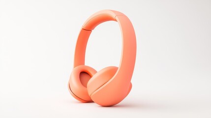 futuristic audio device, tangerine-colored over-ear headset, ergonomic ear cushions, smooth matte finish, isolated on pure white, hyper-realistic 3d modeling, 45-degree angle, tech product showcase