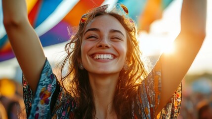 Happy girl at a music festival