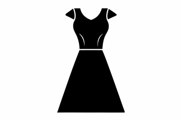 Dress silhouette, black dress icon vector, women dress