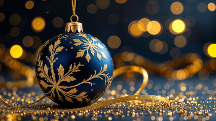 Poster - Luxury Christmas ball with glitter bokeh backdrop. Generative AI