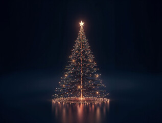 Poster - Digital cyber christmas tree, it technologies . Generative AI