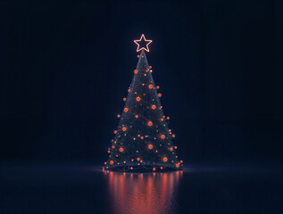 Poster - Digital cyber christmas tree, it technologies . Generative AI